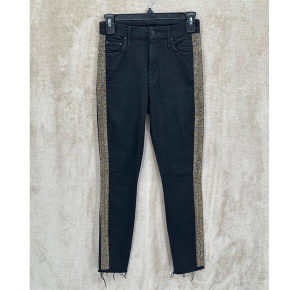 Mother Jeans Women 25 Black Guilty Flash High Waisted Looker Ankle Fray Festival - Picture 1 of 12